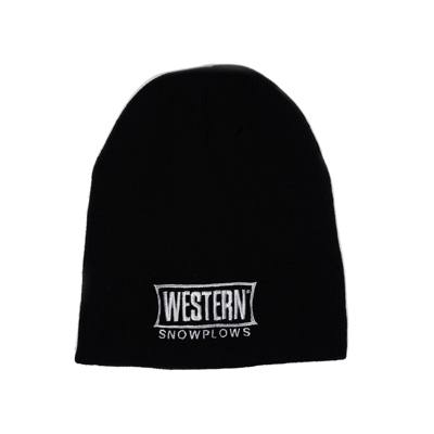 Black Western No Cuff Beanie Product Image on white background